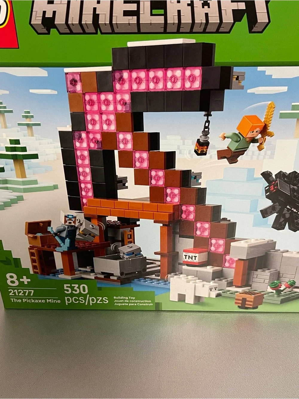 LEGO 21277 Minecraft The Pickaxe Mine Toy 530Pcs 8+ Pink & Black New Sealed